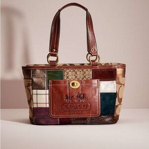 Vintage Coach Holiday Patchwork Tote Bag
